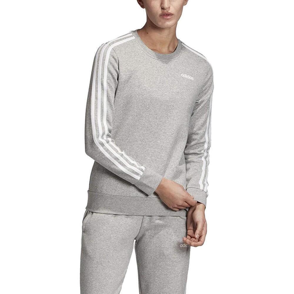 New Adidas Women's Essentials 3-Stripe Fleece Sweatshirt, Color: Grey, Size: XS